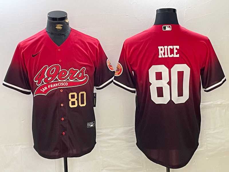 Men's San Francisco 49ers #80 Jerry Rice Red Black With Patch Cool Base Stitched Baseball Jerseys,We sell and wholesale Men's San Francisco 49ers #80 Jerry Rice Red Black With Patch Cool Base Stitched Baseball Jerseys on line form chian!